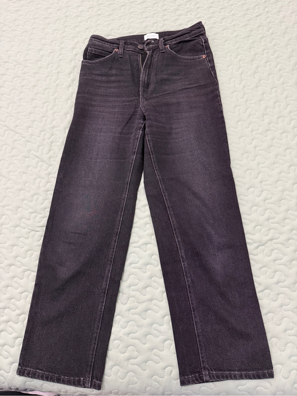 OAK + FORT Straight-Leg Jeans in Washed Black